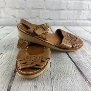 Rapallo Genuine Leather Slingback Brown Woven 528-22526-528-9500 Sandals Size 5M